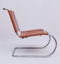Vintage 60s Fauteuil de Salon Mr 30 Cuir Braun Ludwig Mies Van Brut Pour Knoll