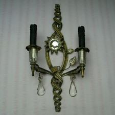 c1950's HOLLYWOOD REGENCY MAISON BAGUES CRYSTAL & IRON "SUN RAY" SINGLE SCONCE