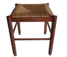 TABOURET BOIS ET PAILLE DECO CHALET MONTAGNE VINTAGE