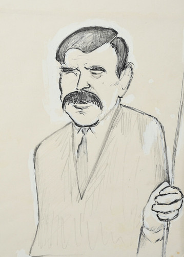 Homme debout avec moustache - , |
