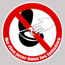 PROHIBITED THROWING ANYTHING IN THE TOILET PROHIBITION STICKER IZ006 STICKER