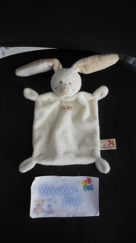 Doudou plat lapin beige crème - beige,