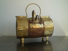 CRUCHE BIDON A EAU ART POPULAIRE LAITON LIEGE CATALAN DECO PAYSAN CAMPAGNE