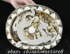 9.4" Old Chinese Dynasty CiZhou Kiln Porcelain Dragon Pillow Weeping willow