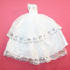 Vintage Mattel Barbie Doll Lace / Sequins White Evening Dress