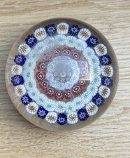 Antique paper press ball, millefiori sulfide Baccarat, Saint-Louis, Clichy