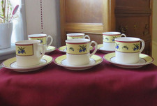 Villeroy & Boch Southern Model Porcelain 6 Coffee or Mocha Cups