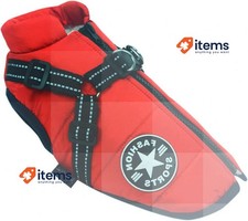 Ectkuee Hiver Manteau pour Chiens," Mode SPORTS " Rouge W / Noir Harnais Et