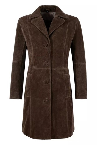 Marron femme daim manteau - marron, pure