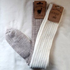 2 Paire Bas de Femme Doux Alpaga Extra Doux 100% Laine Beige/Écru 35 - 42