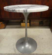 VINTAGE ARKANA KNOLL SAARINEN STYLE TULIP SIDE TABLE ALUMINIUM STEM MARBLE TOP