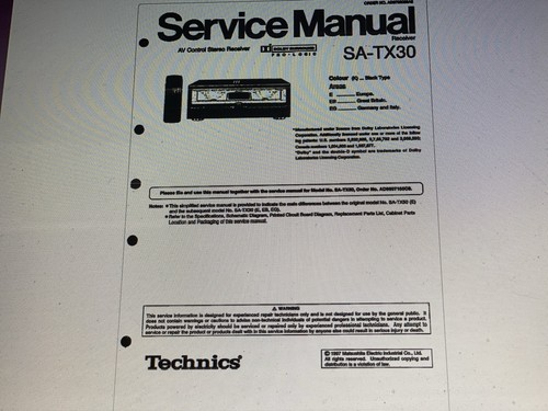 Technics 30 service - sa-tx-30,