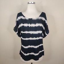 Bebe Small Top Tie Dye Short Sleeve Loose Fit Stretch Knit Shirt Women's S