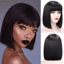 PERRUQUE COURTE NOIRE SEXY ADULTE FEMME BRUNE WIG CHEVEUX DéGUISEMENT BLACK AFRO