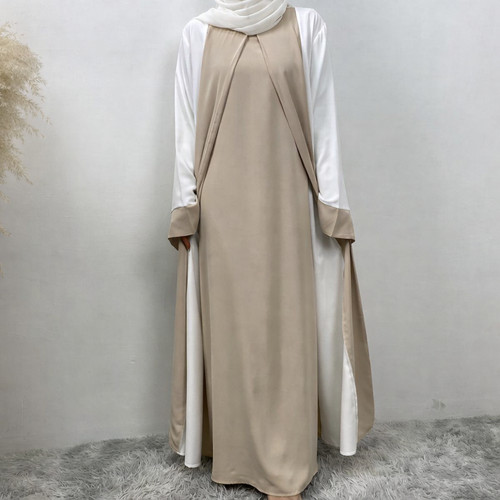 Abaya chic beige blanc - chic,