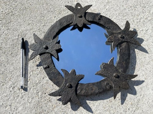 Miroir fer forgé fleurs - miroir, forgé,