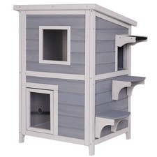 lionto Maison pour chat cabane pour chat abri pour chat enclos pour chat en gris