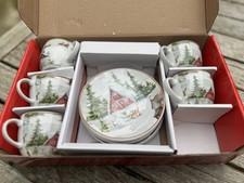8 Tasses Christmas Collection Noel à  Café Porcelaine  Italienne Vintage Neuve