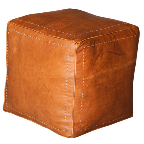 Moroccan leather pouf - moroccan,