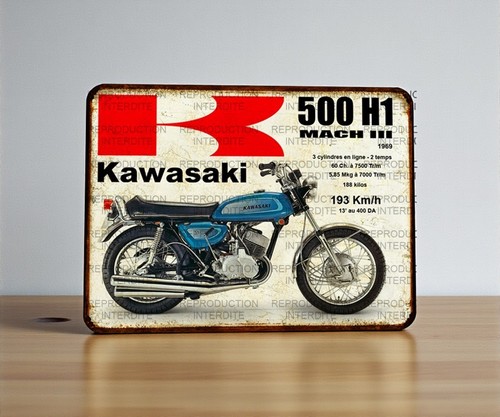 Plaque métal kawasaki 500 - plaque, h1