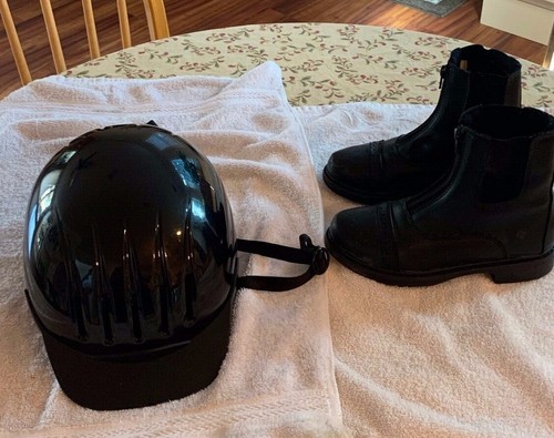 Kid helmet and riding - and, boots