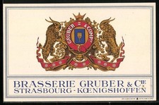 Old postcard illustrator Strasbourg, Brasserie Gruber & Cie, brewery advertising 