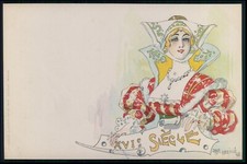 sg Jack Abeille Art Nouveau Fashion lady XVI century original old 1900s postcard