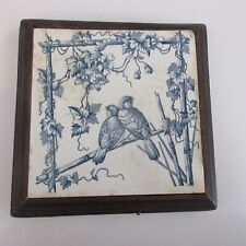 Sarreguemines Earthenware Musical Coaster Floral Decor and Birds in Blue