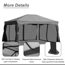 Aoodor 12 x 16 ft. Aluminum Frame Patio Gazebo Canopy with Netting and Curtains