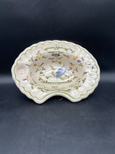 Antique Hand Painted Ceramic Beard Dish Mustiers Decorations Signed