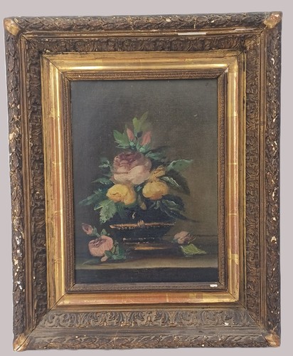 Huile sur toile xixe bouquet - sur,