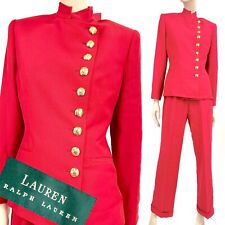 Vintage Ralph Lauren Military Style Pants Set Flare Leg Ensemble Jacket Red 4