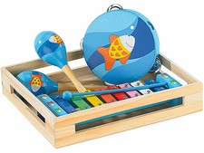 Instruments de musique en bois: Xylophone, tambourin et 2 maracas - Playtastic