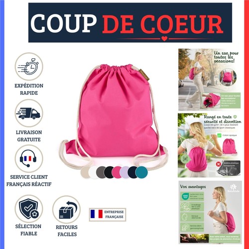 Sac dos sport coton rose - dos,
