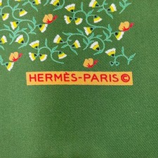 Hermes Scarf gavroche 45 Flower Floral Silk Green Tags No Box Used.