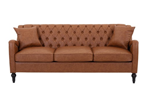 Chesterfield faux leather sofa - faux,
