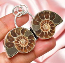 Pendentif ammonite pierre précieuse argent sterling 925 pendentif bijou fait ...