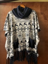 Bo Bel Women’s Pullover Blue And White Cape Size S