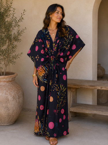 Handmade beige kaftan maxi - handmade,