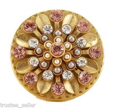 JUICY COUTURE Fashion Pink Gold CZ Pearl Vintage Cocktail Ring + Gift Box