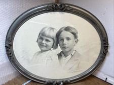 Ancien Cadre Ovale à La Rose Signé Et Daté 1937