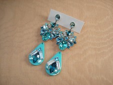 Boucles D'Oreilles Pendantes SWAROVSKI Cristal Bleu