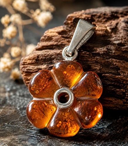Pendentif vintage fleur - , en