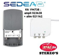 Kit SEDEA ampli antenne 38 dB UHF 21-48 alim 12 V / 2 sorties LTE 700 filtre 5G
