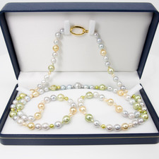 High Luster Multicolor Akoya Pearl Long Necklace 38" Wearable in Many Styles