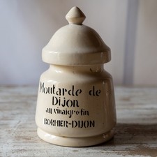 Antique Bormier Dijon White Earthenware Mustard Pot