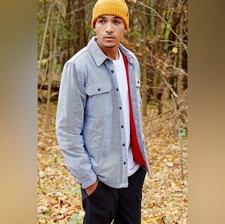 Patagonia Fjord Insulated Flannel Jacket Fancy Chambray Stripe Men’s Large $199