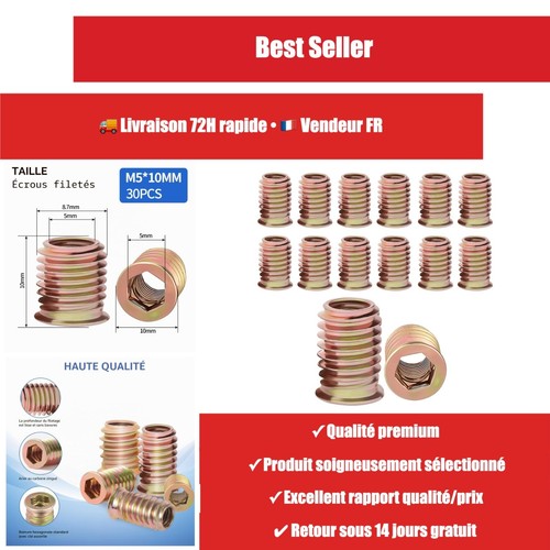 Inserts filetés bois 10 - x,