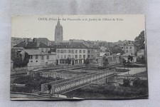 Cpa 1923, Creil, la passerelle et le jardin de l'hôtel de ville, Oise 60