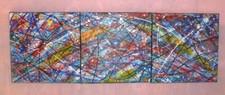 Tableau Triptyque Acrylique SILVANO 120 x 40 cm POLLOCK 2023 Art Abstrait